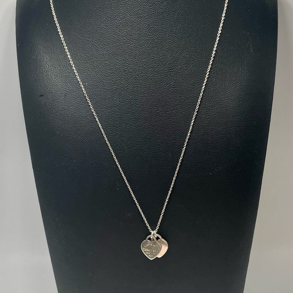Tiffany & Co. mini double heart necklace in silver